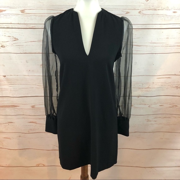 Zara Bloggers Favorite Organza Sheer Puffy Sleeve Shift Dress - Picture 1 of 9